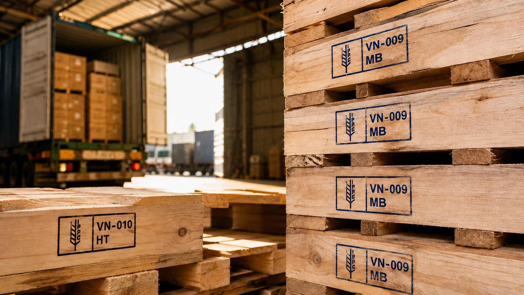 dấu ISPM 15 Pallet gỗ hàng đi Mỹ