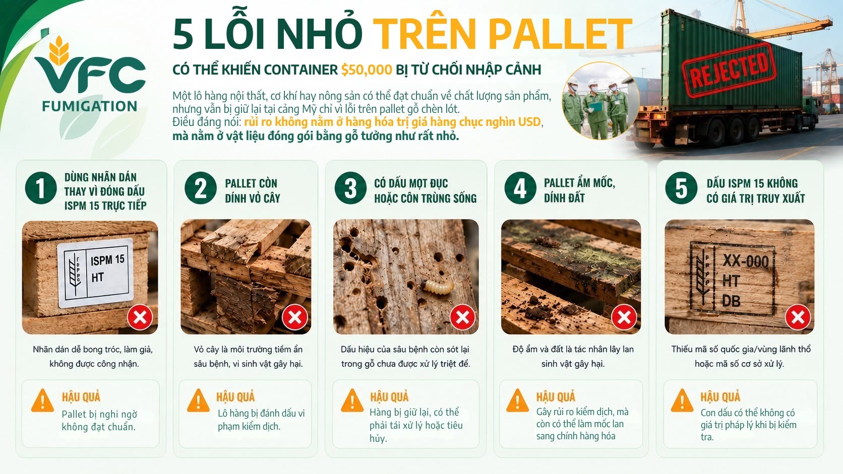 5 lỗi nhỏ trên pallet có thể khiến container gặp rủi ro khi nhập cảnh