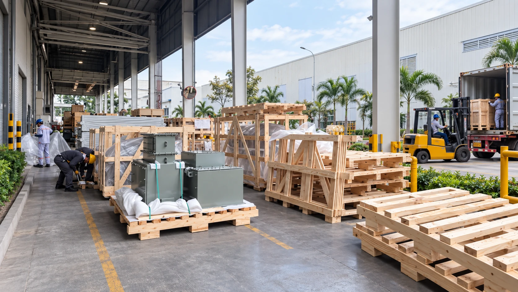 hàng công nghiệp pallet kiện gỗ xuất khẩu sang Mỹ